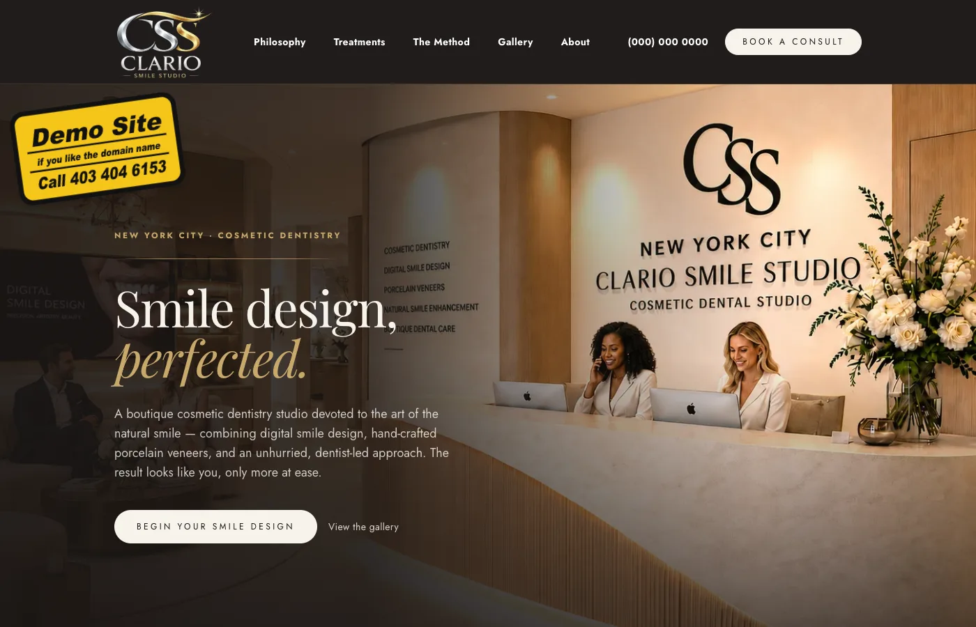 Clario Smile Studio homepage screenshot