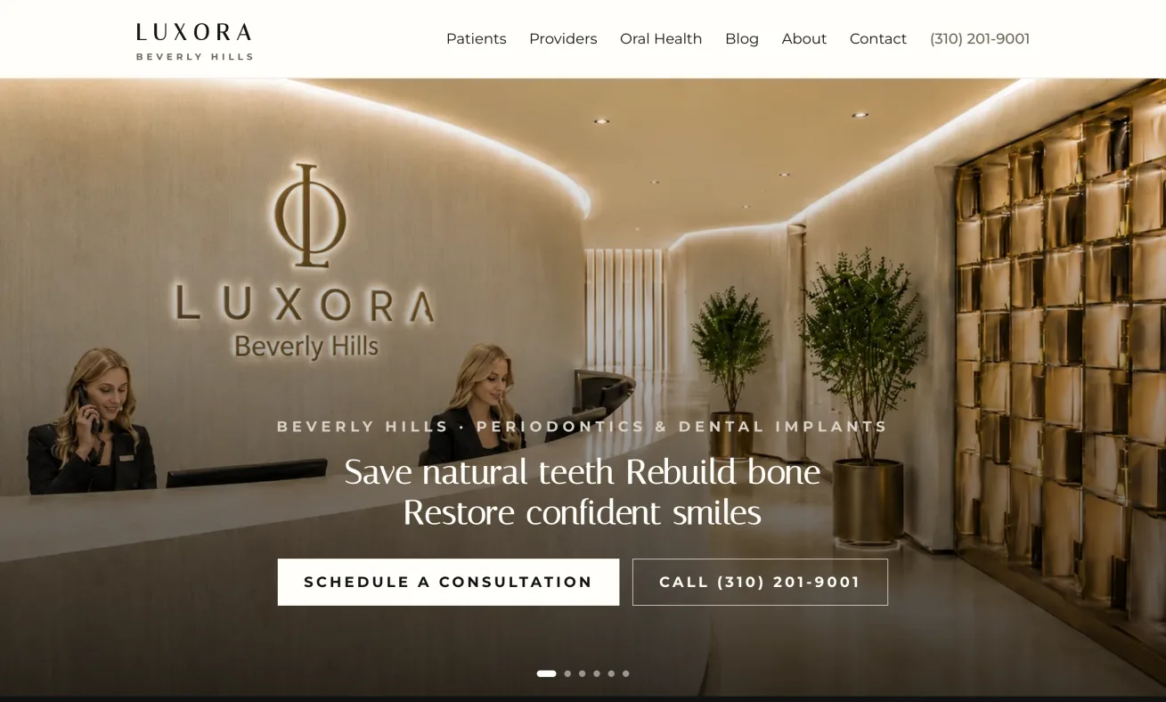 Luxora Beverly Hills website homepage