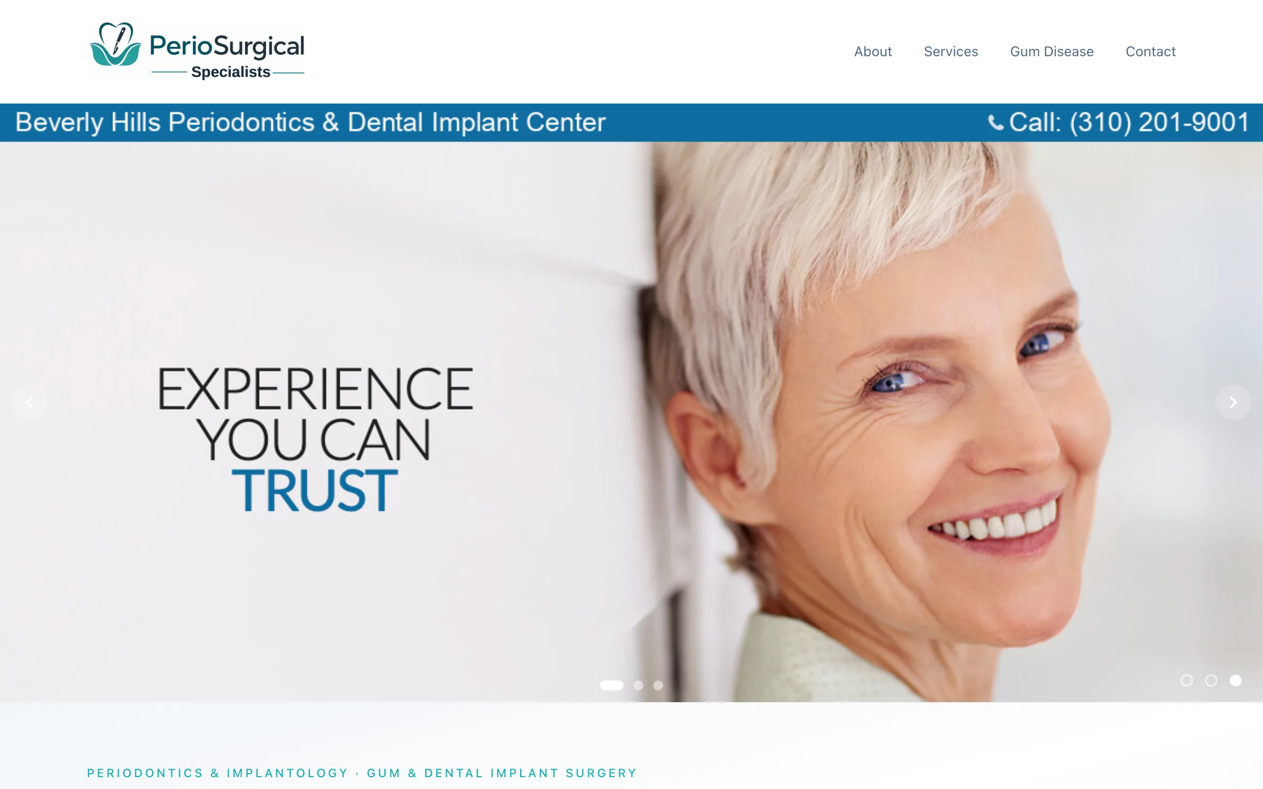 Perio Surgical Specialists website homepage