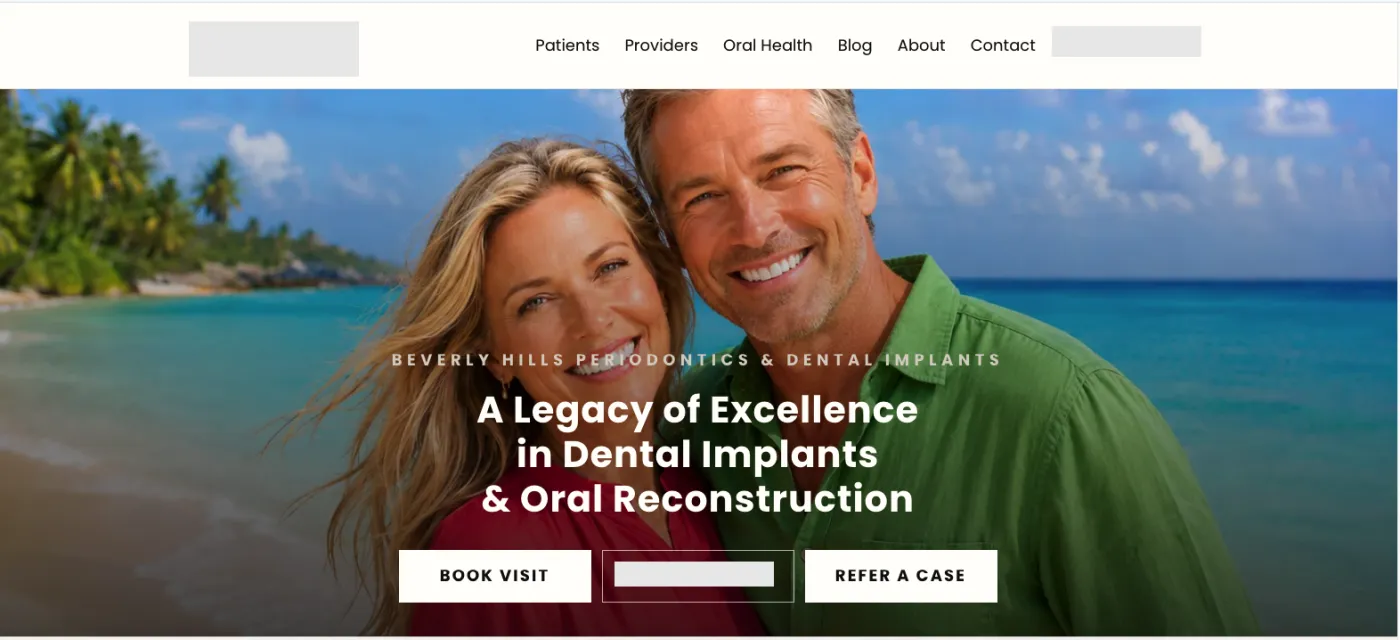 Periodontics & implant dentistry practice website homepage