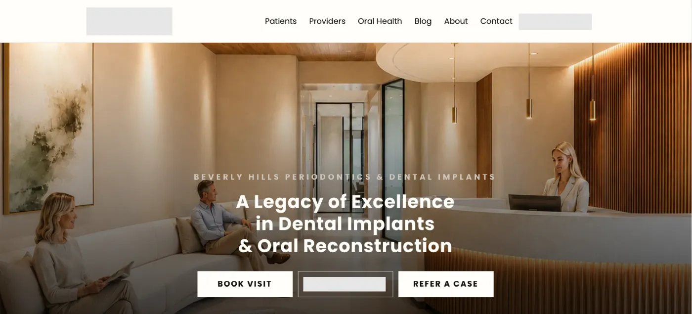 Periodontics & implant dentistry practice website — interior design