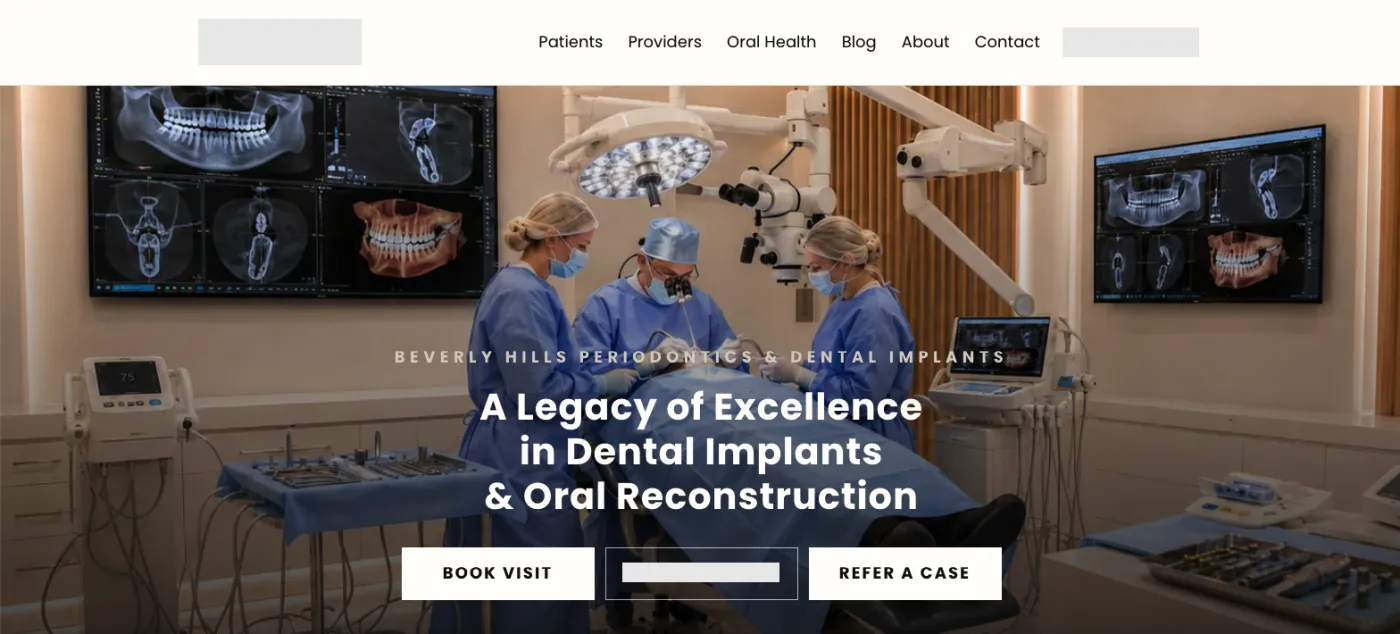 Periodontics & implant dentistry practice website — surgical suite design