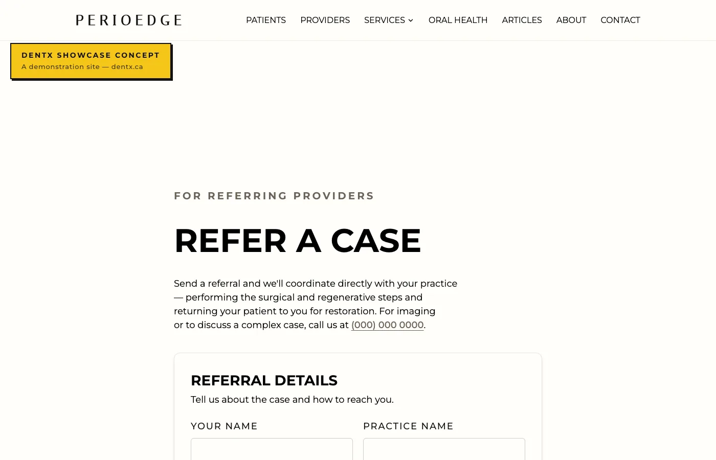 PerioEdge refer page screenshot