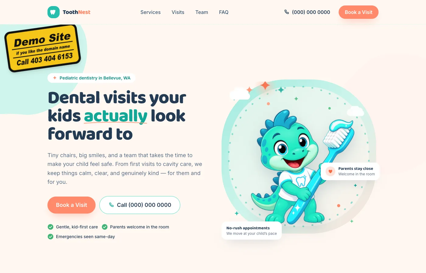 ToothNest homepage screenshot