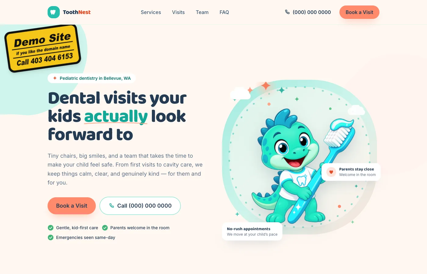ToothNest homepage screenshot