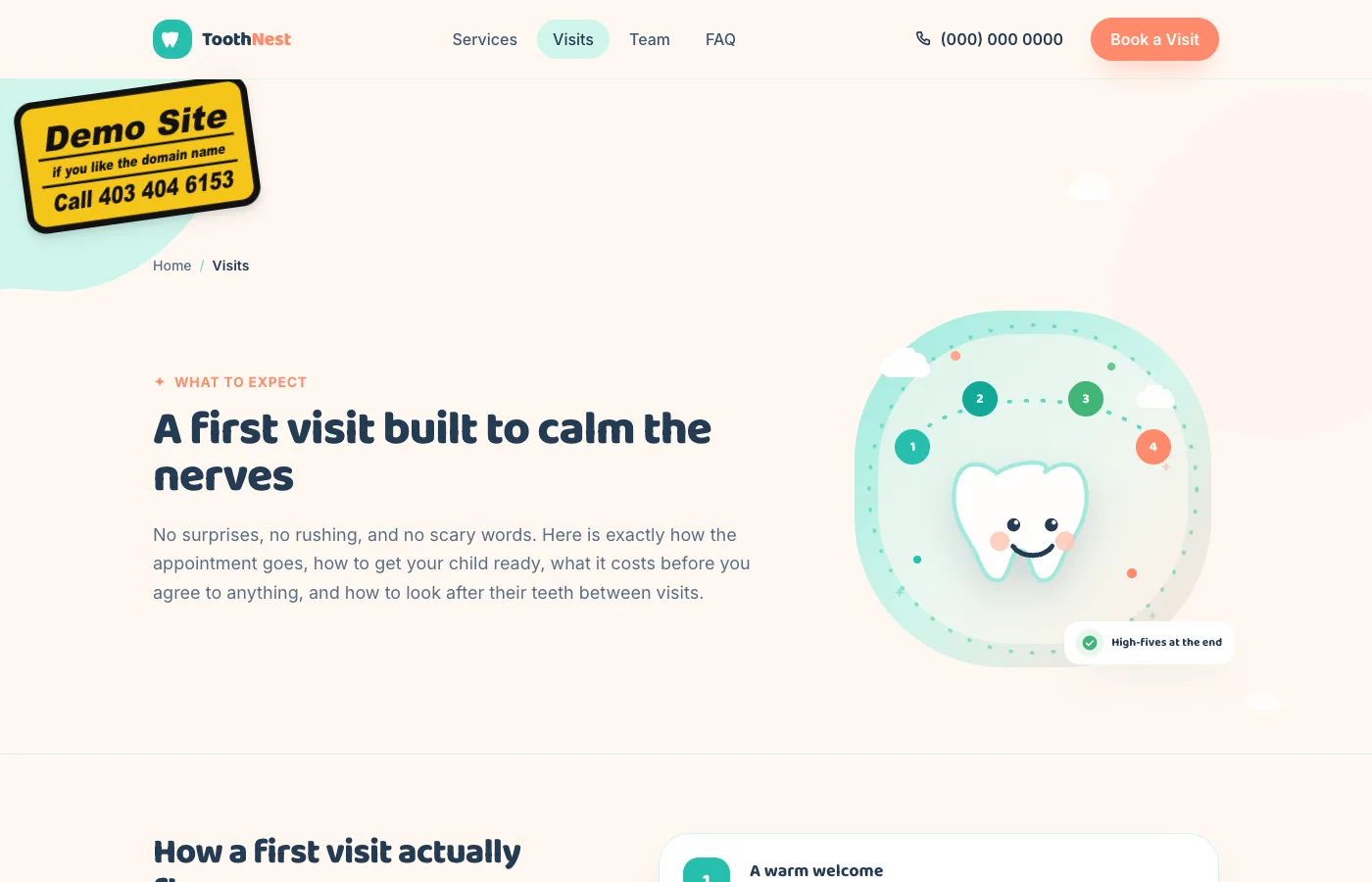 ToothNest visits page screenshot